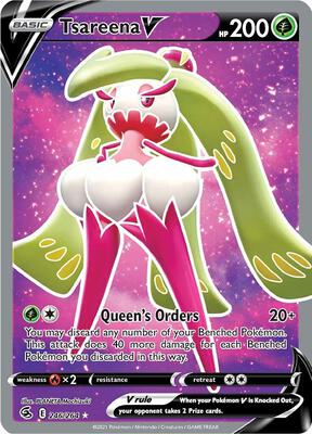 Pokemon,SWSH08: Fusion Strike,Tsareena V (Full Art) - 246/264,Holofoil,Ultra Rare,Near Mint