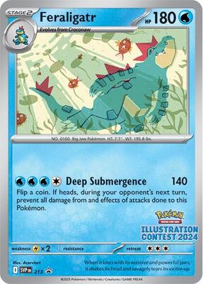 Pokemon,SV: Scarlet & Violet Promo Cards,Feraligatr - 213 (Illustration Contest 2024),Normal,Promo,Damaged