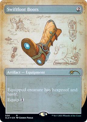 Magic: The Gathering,Secret Lair Drop Series,Swiftfoot Boots - 606,Foil,Rare,Lightly Played