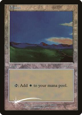 Magic: The Gathering,Arena Promos,Plains (2001),Foil,Promo,Heavily Played