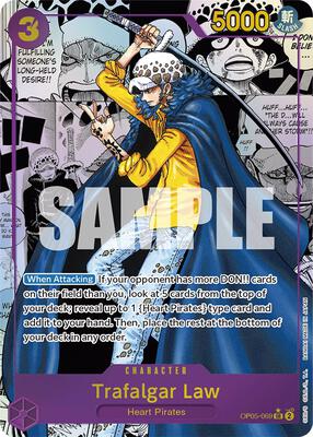One Piece Card Game,Awakening of the New Era,Trafalgar Law (069) (Alternate Art) (Manga) - OP05-069,Foil,Super Rare,Moderately Played