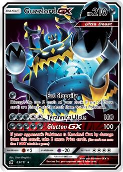 Pokemon,SM - Crimson Invasion,Guzzlord GX - 63/111,Holofoil,Ultra Rare,Lightly Played