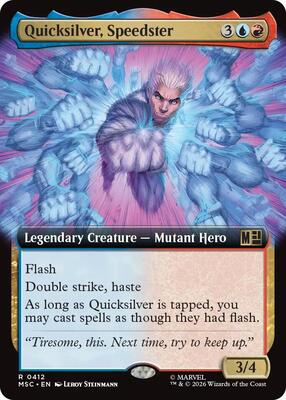 Magic: The Gathering,Commander: Marvel Super Heroes,Quicksilver, Speedster (Extended Art) - 412,Normal,Rare,Near Mint
