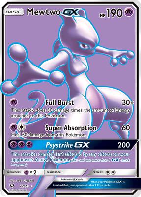 Pokemon,Shining Legends,Mewtwo GX (Full Art) - 72/73,Holofoil,Ultra Rare,Near Mint