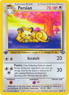 Pokemon,Jungle,Persian - 42/64,1st Edition,Uncommon,Moderately Played