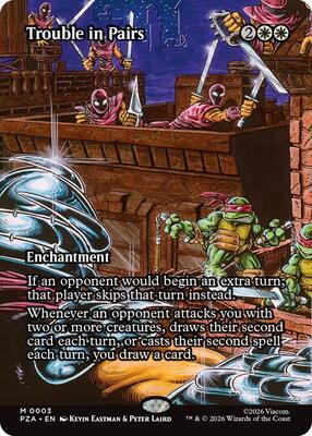 Magic: The Gathering,Teenage Mutant Ninja Turtles Source Material,Trouble in Pairs (Borderless) - 3,Normal,Mythic,Near Mint