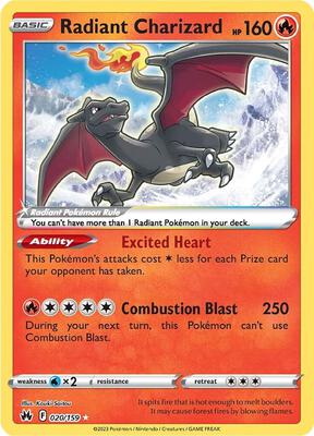 Pokemon,SWSH: Crown Zenith,Radiant Charizard - 020/159,Holofoil,Radiant Rare,Near Mint
