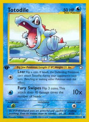 Pokemon,Neo Genesis,Totodile (81) - 081/111,1st Edition,Common,Moderately Played