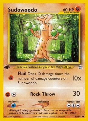 Pokemon,Neo Genesis,Sudowoodo - 077/111,1st Edition,Common,Moderately Played