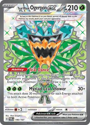 Pokemon,SV06: Twilight Masquerade,Teal Mask Ogerpon ex - 190/167,Holofoil,Ultra Rare,Lightly Played