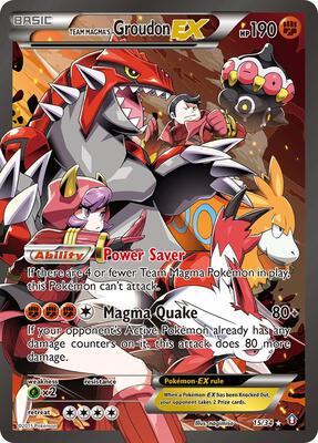 Pokemon,Double Crisis,Team Magma's Groudon EX - 15/34,Holofoil,Ultra Rare,Damaged