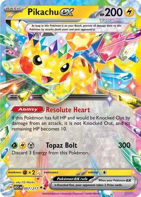 Pokemon,ME: Ascended Heroes,Pikachu ex - 057/217,Holofoil,Double Rare,Lightly Played
