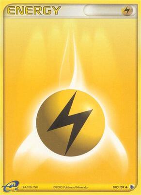 Pokemon,EX Ruby and Sapphire,Lightning Energy - 109/109,Reverse Holofoil,Common,Moderately Played
