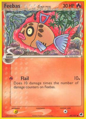 Pokemon,EX Dragon Frontiers,Feebas (Delta Species) - 49/101,Reverse Holofoil,Common,Lightly Played
