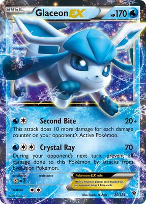 Pokemon,XY - Fates Collide,Glaceon EX - 20/124,Holofoil,Ultra Rare,Lightly Played
