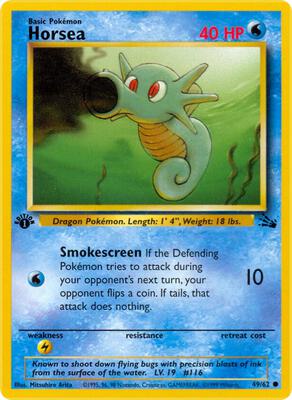 Pokemon,Fossil,Horsea - 49/62,1st Edition,Common,Lightly Played