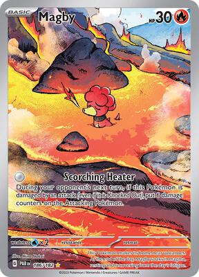 Pokemon,SV04: Paradox Rift,Magby - 186/182,Holofoil,Illustration Rare,Near Mint