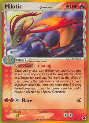 Pokemon,EX Dragon Frontiers,Milotic (Delta Species) - 5/101,Holofoil,Holo Rare,Moderately Played