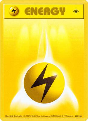 Pokemon,Base Set (Shadowless),Lightning Energy - 100/102,1st Edition,Common,Damaged