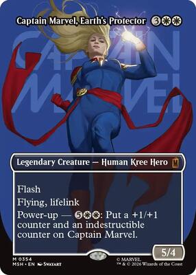 Magic: The Gathering,Marvel Super Heroes,Captain Marvel, Earth's Protector (Borderless) (0354),Normal,Mythic,Near Mint