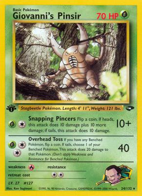 Pokemon,Gym Challenge,Giovanni's Pinsir - 024/132,Unlimited,Rare,Moderately Played