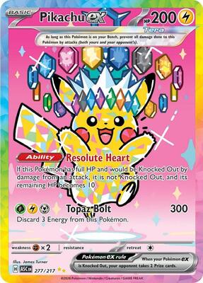 Pokemon,ME: Ascended Heroes,Pikachu ex - 277/217,Holofoil,Special Illustration Rare,Near Mint