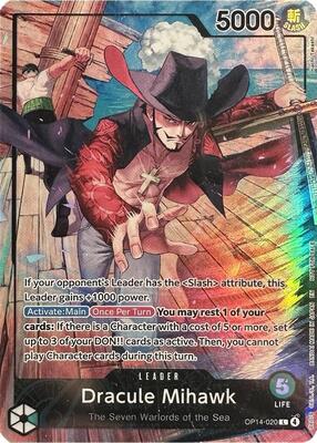 One Piece Card Game,One Piece Promotion Cards,Dracule Mihawk (2026 PSA Magazine Promo) - OP14-020,Foil,Leader,Near Mint
