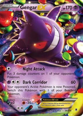 Pokemon,XY - Phantom Forces,Gengar EX - 34/119,Holofoil,Ultra Rare,Lightly Played