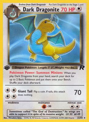 Pokemon,Team Rocket,Dark Dragonite (22) - 22/82,Unlimited,Rare,Moderately Played