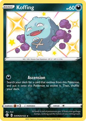 Pokemon,Shining Fates: Shiny Vault,Koffing - SV076/SV122,Holofoil,Shiny Holo Rare,Lightly Played