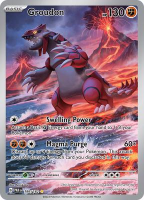 Pokemon,SV04: Paradox Rift,Groudon - 199/182,Holofoil,Illustration Rare,Lightly Played