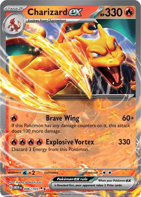 Pokemon,SV: Scarlet & Violet 151,Charizard ex - 006/165,Holofoil,Double Rare,Near Mint