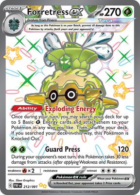Pokemon,SV: Paldean Fates,Forretress ex - 212/091,Holofoil,Shiny Ultra Rare,Lightly Played