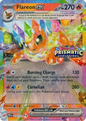 Pokemon,Miscellaneous Cards & Products,Flareon ex - 014/131 (Prismatic Evolutions Stamp),Holofoil,Promo,Near Mint