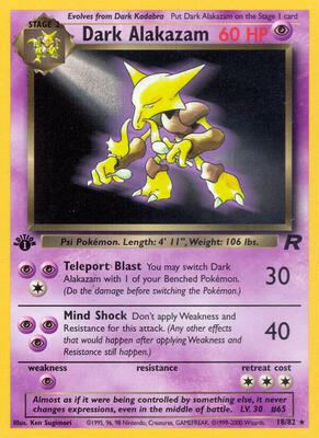 Pokemon,Team Rocket,Dark Alakazam (18) - 18/82,Unlimited,Rare,Moderately Played