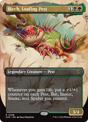 Magic: The Gathering,Secrets of Strixhaven,Blech, Loafing Pest (Borderless) - 298,Normal,Rare,Near Mint