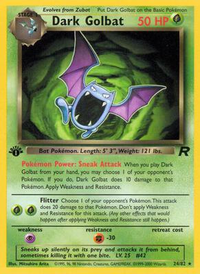 Pokemon,Team Rocket,Dark Golbat (24) - 24/82,Unlimited,Rare,Lightly Played