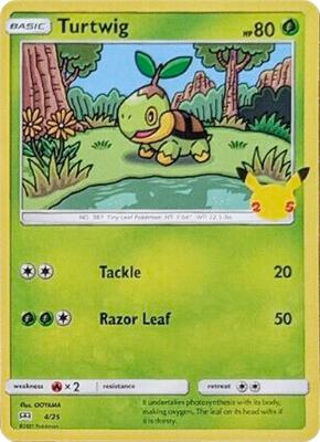 Pokemon,McDonald's 25th Anniversary Promos,Turtwig - 4/25 - 004/025,Holofoil,Promo,Near Mint