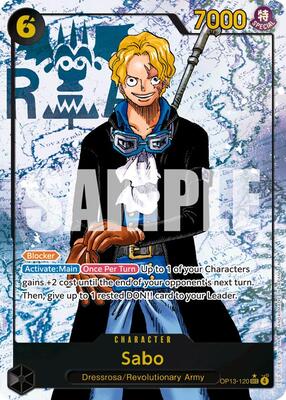 One Piece Card Game,Carrying On His Will,Sabo (120) (Parallel) - OP13-120,Foil,Secret Rare,Near Mint