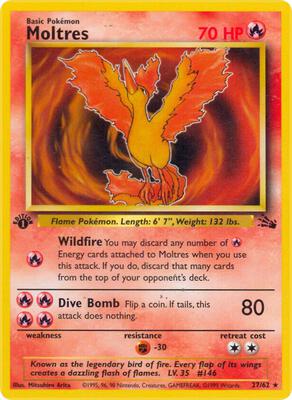Pokemon,Fossil,Moltres (27) - 27/62,Unlimited,Rare,Heavily Played