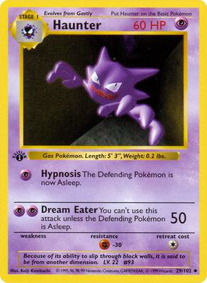 Pokemon,Base Set (Shadowless),Haunter - 029/102,Unlimited,Uncommon,Moderately Played