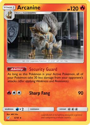 Pokemon,Detective Pikachu,Arcanine - 6/18,Holofoil,Rare,Lightly Played