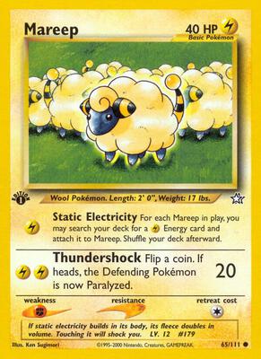 Pokemon,Neo Genesis,Mareep - 065/111,1st Edition,Common,Lightly Played
