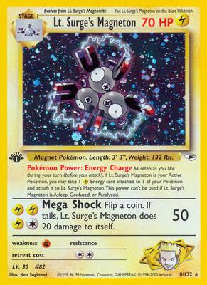 Pokemon,Gym Heroes,Lt. Surge's Magneton - 008/132,Unlimited Holofoil,Holo Rare,Moderately Played