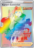 Pokemon,SWSH06: Chilling Reign,Karen's Conviction (Secret) - 216/198,Holofoil,Secret Rare,Near Mint