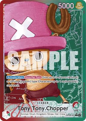 One Piece Card Game,Two Legends,Tony Tony.Chopper (001) (Parallel) - OP08-001,Foil,Leader,Moderately Played