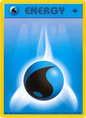 Pokemon,Base Set (Shadowless),Water Energy - 102/102,1st Edition,Common,Damaged
