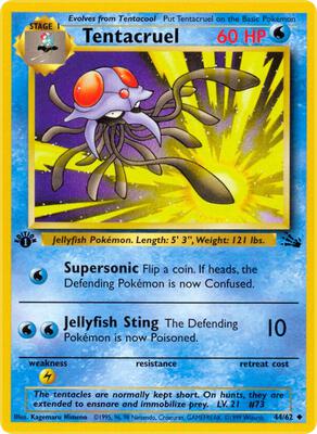 Pokemon,Fossil,Tentacruel - 44/62,1st Edition,Uncommon,Moderately Played