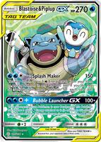 Pokemon,SM - Cosmic Eclipse,Blastoise & Piplup GX (Alternate Full Art) - 215/236,Holofoil,Ultra Rare,Near Mint