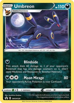 Pokemon,SWSH: Sword & Shield Promo Cards,Umbreon - SWSH129,Holofoil,Promo,Lightly Played